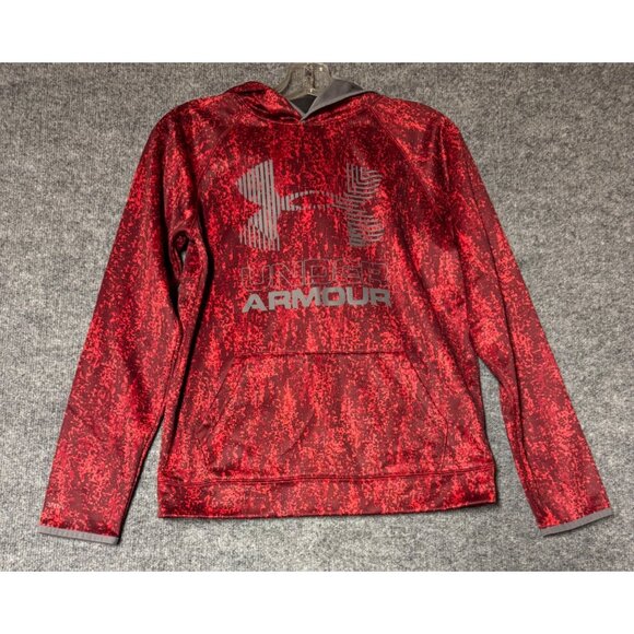 Under Armour boys large Hooded Red & Gray ColdGear Sweatshirt - Picture 5 of 15
